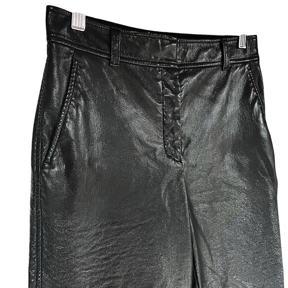 ARITZIA BABATON Command Cropped Vegan Leather Black Trouser Pants Size 4 - Picture 3 of 10